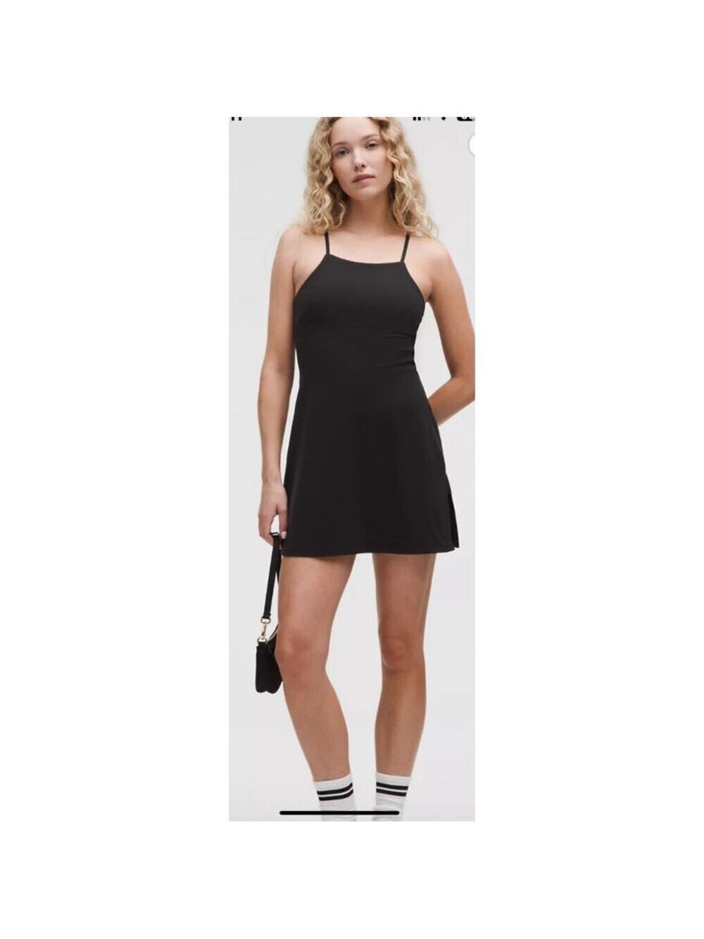 NWT Lululemon Black Nulu Mini Dress with Built-in Bra 12
